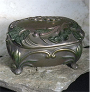 footed pewter trinket box