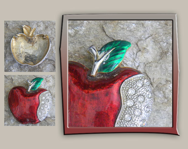 red enameld pin with crystals
