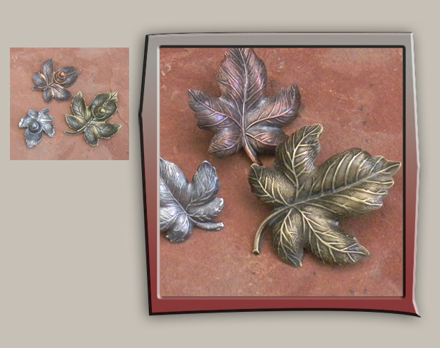 Nature lover brooch set includes three colored metals in classic sycamore leaf shape