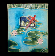lily pond with dragonfly