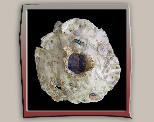 wall art ceramic with abstract volcano