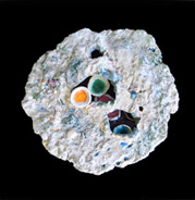 handmade ceramic abstract art with glass