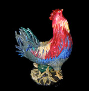 sculpture of colorful rooster