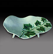 stoneware platter decorated with ivy