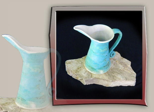turquoise stoneware pitcher