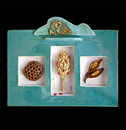 stoneware niche boxes with nature's seeds