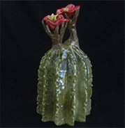 stoneware cactus with red flowers