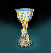 stoneware chalice with serpent