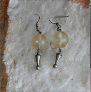 clear lucite bubbles with metal dangle earrings