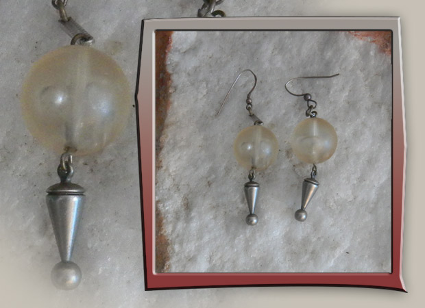 Champagne Bobbles with Metal Dangle earrings