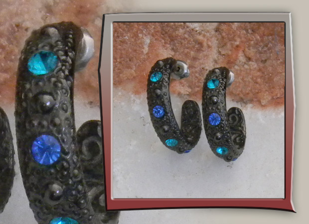 teal and royal blue studded earrings