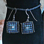 blue bead woven earrings