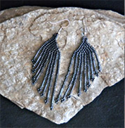 woven slate grey bead earrings