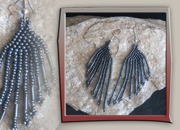 Steel Gray Bead Weaving earrings