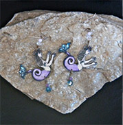 figural mermaid in blue and purple tones earrings