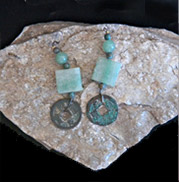 jade and ancient coin dangle earrings