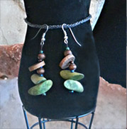 green and brown wooden beads earrings