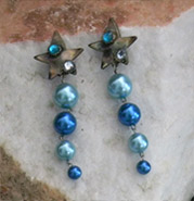 mid-centura blue bobble dangles with star in blues