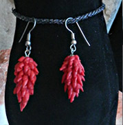 red dangle small peppers earrings