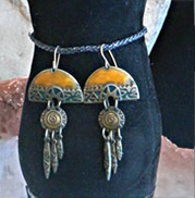 bohemian enamelled metal half circle earrings
