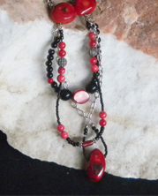 designer beaded necklace with chunky red coral beads