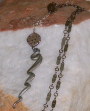 handmade designer necklace with chain and lightening rod pendant