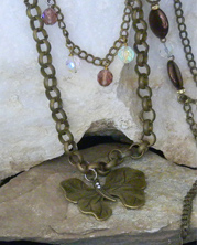 handmade designer necklace with cable chain and bronze butterfly pendant