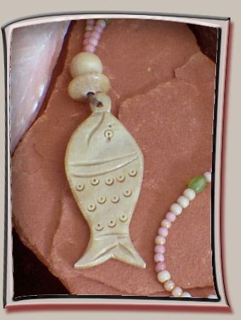 Carved Soapstone Fish Pendant Necklace