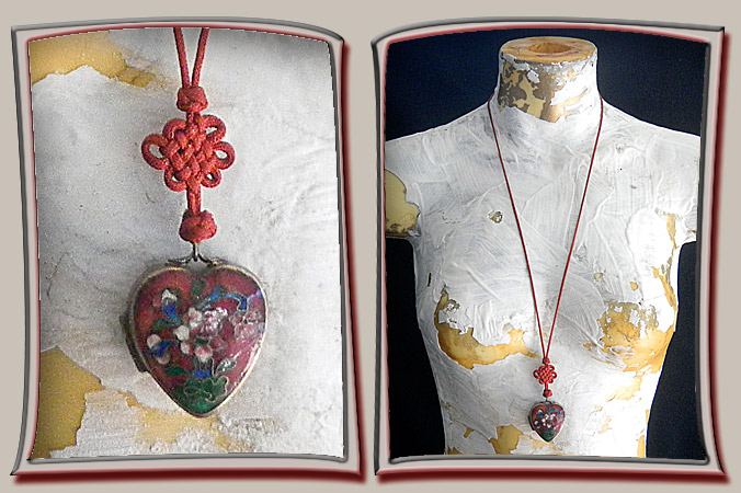 long necklace is enamel heart locket
