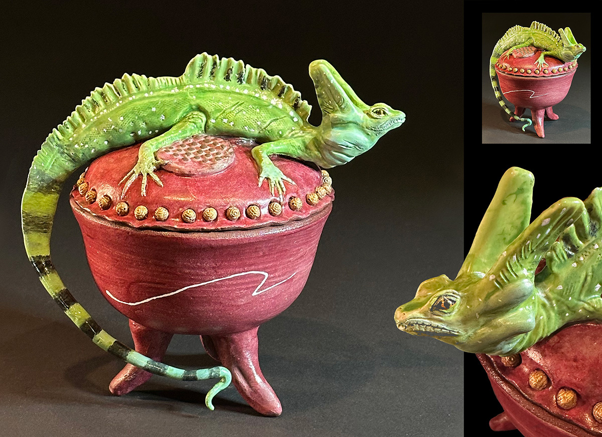Hooded Basilisk on Footed Jar
