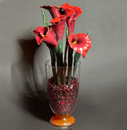 Red Calla Lilies (6) with Narrow Leaves