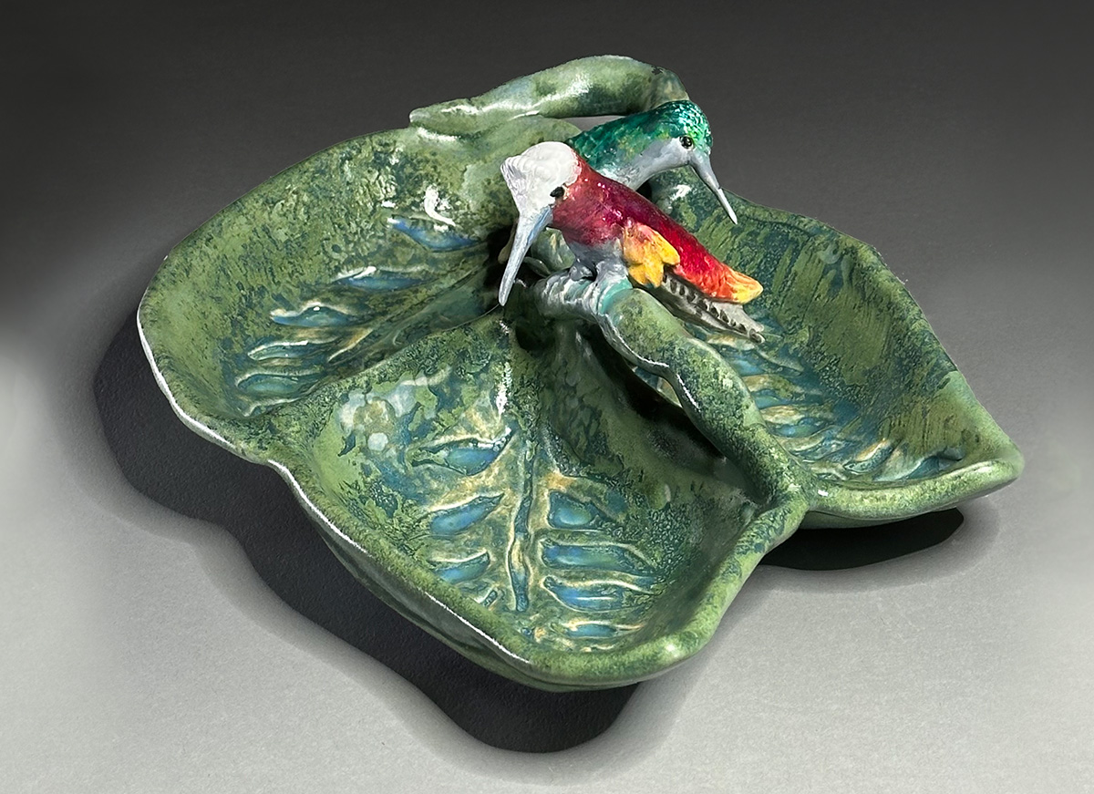 Platter with Snowcapped Hummingbirds