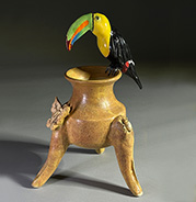 Keel-billed Toucan on Footed Jar