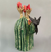 Small Cactus with Blackbird